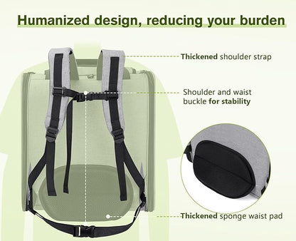 Pecute Cat Backpack with Widened Interior Space, Upgraded Dog Backpack Carrier with Various Ways to Carry, Pet Backpack with Breathable Mesh, Pet Travel Carrier with Soft Padded, Reinforced Support