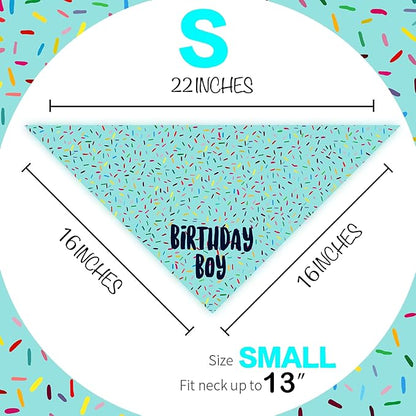 Birthday Boy Dog Bandanas 1 Pack, Blue Birthday Dog Scarfs, HBD Pet Scarves for Birthday Boy Party Bandanas for Small and Medium Dogs (Blue, Small)