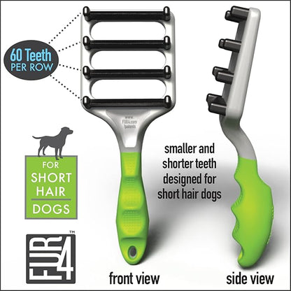 FUR4 deShedding Dog Brush for Short Hair Dogs – Pet Hair Brush with 4 Carbon Fiber Edges – deShedding Tool Removes Loose Fur – Gentle & Effective Dog Grooming Brush for Shedding