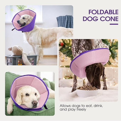 Dog Cone Collar After Surgery for Medium Dogs, Adjustable Soft Recovery Cone for Dogs to Stop Licking Biting, Comfortable Pet Elizabethan Alternative for Wound Healing