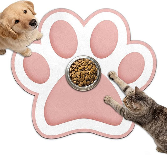 Dog Food Mat for Bowls, Absorbent Quick Dry Dog Cat Mats for Food and Water, Non-Slip Backing Pet Mat Pet Supplies - Pink 15.74 inch