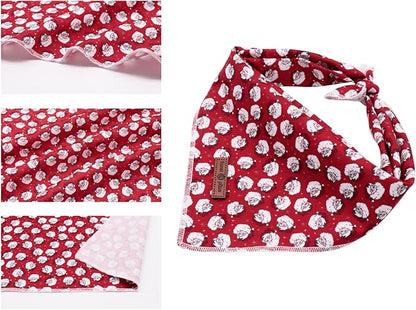Lionet Paws Christmas Dog Bandana Washable Cotton Handkerchief Scarf Triangle Bandana for Small Medium Large Dogs Santa Claus Girl Boy