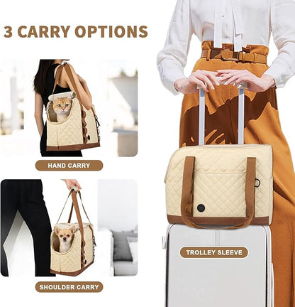 Dog Purse Carrier for Small Dogs, Soft Sided Pet Carrier with Pockets, Foldable Dog Carrier Purse for Puppy, Rabbit, Cat, Washable Breathable Pet Carrier, Dog Carrier Bag for Outdoor Shopping Travel