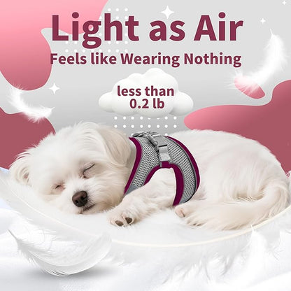AIITLE Escape Proof Dog Harness - Xmas Step in Adjustable Dog Harness No Choke Over with Breathable Mesh and Quick-Release Buckle - Outdoor Walking, Training for Medium Dogs Burgundy XL