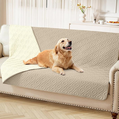 hyha Waterproof Dog Blanket, Soft Pet Bed Blankets, Waterproof Sofa Couch Cover for Dogs Washable, Reversible Pet Couch Covers for Sofa Furniture (68x82 Inch, Taupe/Beige)