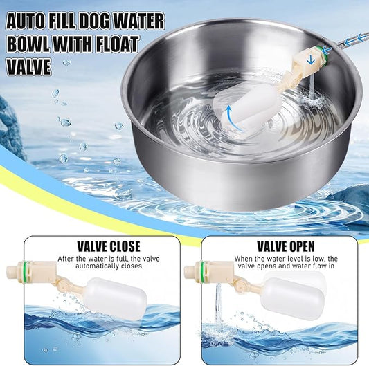 Automatic Dog Water Bowl Dispenser Large Breed Stainless Steel Auto Fill Dog Waterer with Float Valve Livestock Water Trough for Large Dogs Cats Chicken Livestock