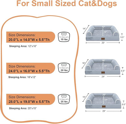Small Dog Bed Orthopedic Washable: Beds Bolster Small Sized Dogs Bed Egg Crate Foam Couch Sofa Waterproof with Removable Cover