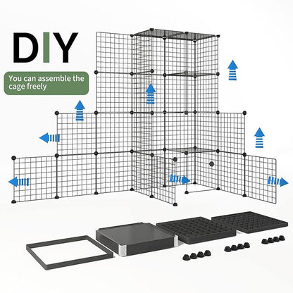 Oneluck 69 Inch Catio Outdoor Cat Enclosure with Super Large Enter Door, Balcony Cat Playpen with Platforms,DIY Outside Cat Patio Large Exercise Place Ideal for 1-4 Cats