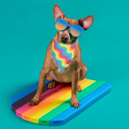 PTDECOR Rainbow Dog Bandanas Pride Day Dog Scarf Reversible Triangle LGBT+ Rainbow Bandanas for Extra Large Dogs Pets (Pride, X-Large)