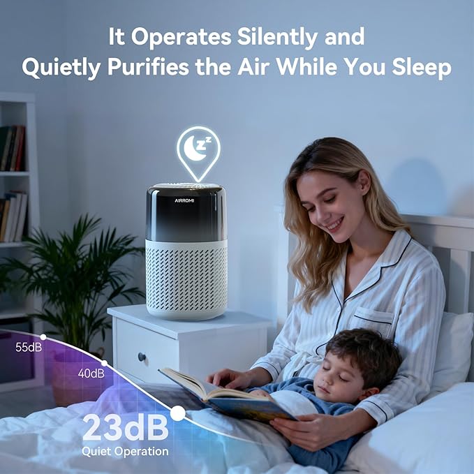 AIRROMI HEPA Air Purifier for Bedroom&Home,Pet Air Purifier for Home Pets,Removes Pet Odor,Cat Litter Smell,Dust,Smoke&Allergies,Quiet Room Air Purifier with Scents,360°Air Cleaner,A2005 Blue