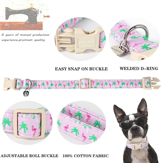 DOGWONG Cotton Dog Collar - Soft Natural Fabric, Spring/Summer Wedding Puppy Necklace for Small to Large Dogs