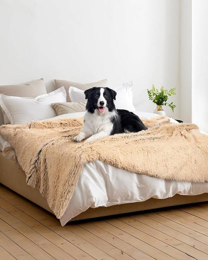 PJYuCien Dog Blankets for Large Dogs Washable - Fluffy Fuzzy Cat Blanket for Couch, Puppy Throw for Furniture with Polyester Fleece, Super Soft Plush for Pet Kitten Doggy, Brown, 60" x 80"