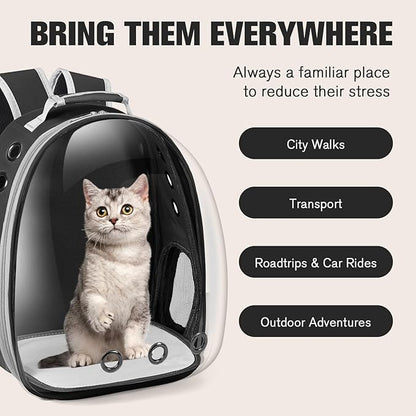 Cat Carrier Backpack, Pet Carrier Backpack Front Pack for Small Medium Cat Puppy Dog Carrier Backpack Bag Space Capsule, Pet Carrier for Travel Hiking Walking Camping (Black)