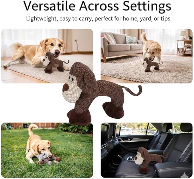 Linen Safari Companions, Squeaky Dog Chew Animals, with Durable Linen Material, Durable and Resistant to Chewing, for Relieve Dog's Boredom (Monkey)