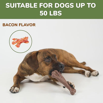 SPOT Bam-Bones Wishbone - Made with Strong Bamboo Fiber, Durable Long Lasting Dog Chew for Light to Moderate Chewers, Great Toy for Adult Dogs & Teething Puppies Under 50lbs, 7in, Bacon Flavor