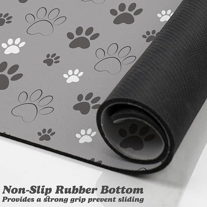 Dog Food Mat, Absorbent Water Bowl Mats Cat Pet Feeding Placemats Light Gray 17 * 30 inch
