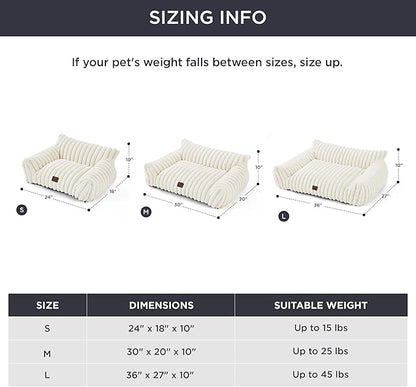 Bedsure ComfyFleece™ Cute Dog Couch for Medium Dogs - As Seen on TV on Good Day New York, Dog Couch Bed with Removable, Washable Cover, Supportive Pet Sofa, for Medium Large Dogs, 36inch, Cream