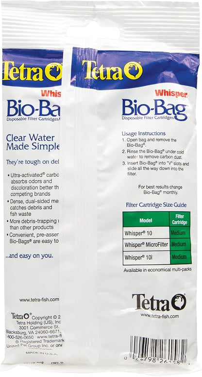 Tetra Whisper Bio-Bag Filter Aquarium Cartridges, Medium Filter for Freshwater and Marine Fish, Removes Odors and Discoloration, Ready to Use Medium Green Filter