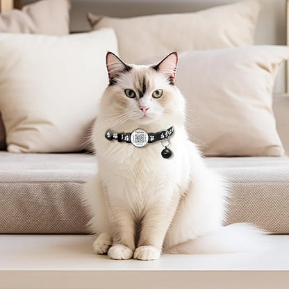 Smart QR Code Cat Collar 2-Pack - Digital Pet ID Tag with Breakaway Safety Design, Reflective Strips & Adjustable Fit for Lost Cat Recovery (Red & Green)