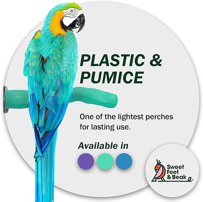 Sweet Feet and Beak Safety Pumice Perch - Trims Nails and Beak - Promotes Healthy Feet - Safe Non-Toxic Bird Supplies for Bird Cages - Small 8"
