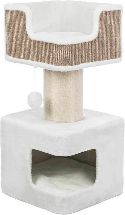 Trixie Ava Cat Tree – Cat Tower with Condo & Thick Scratching Post, Includes Removable Cushions – Indoor Cat Furniture for Scratching & Climbing – Brown, 16.5" x 16.5" x 33.9"
