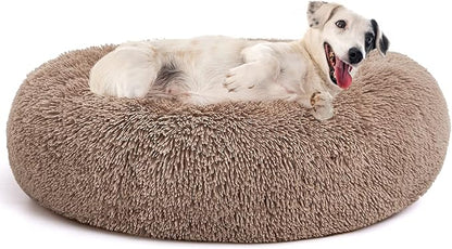 MIXJOY Orthopedic Dog Bed Comfortable Donut Cuddler Round Pet Beds Ultra Soft Washable Dog and Cat Cushion Bed (20''/23''/30'') (30'', Brown)