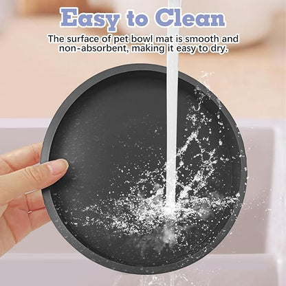 BNOSDM 2 Pack Cat Feeding Mat Pet Silicone Food Mat Black Dog Feeding Mats for Food and Water Nonslip Waterproof Feed Mats Round Eating Plate for Small Cats and Dogs (7.1in)