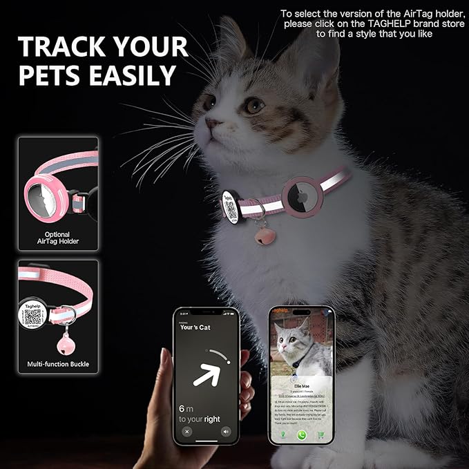 Smart QR Code Cat Collar 2-Pack, Breakaway Reflective Collar with Permanent Online Profile, Adjustable 7.5-12.5 Inch Safety Collar for Cats (Orang & Blue)