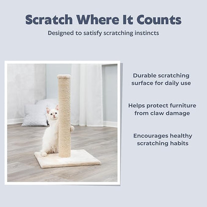 Trixie Parla Cat Scratching Post 24.4 Inch - Cat Scratcher with Soft Fabric Covering Base and Durable Sisal Rope - in Beige