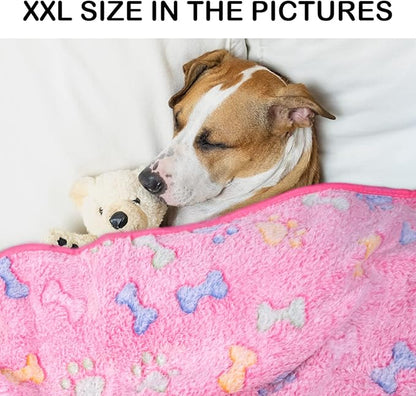 Dono 1 Pack 3 Dog Blankets, Soft Fluffy Fleece Pet Blanket Warm Sleep Mat Paw Print Design Puppy Kitten Throw Blankets Doggy Blanket for Dogs
