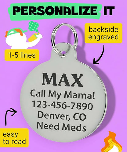 Bad Tags Personalized Dog and Cat ID Tags in 25+ Designs and 2 Sizes - 5 Lines of Custom Engraved Text - Funny Cute Personalized Pet Tags (Land Shark, Large (1.25 inch))