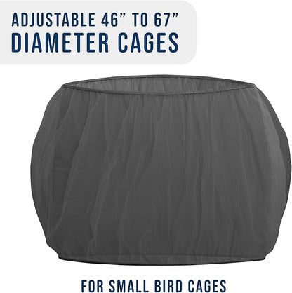 Universal Bird Cage Seed Catcher Universal Mesh Skirt Cover Stretchy Small Animal Cages Cover Pet Removable Durable Protector (Black, Small)