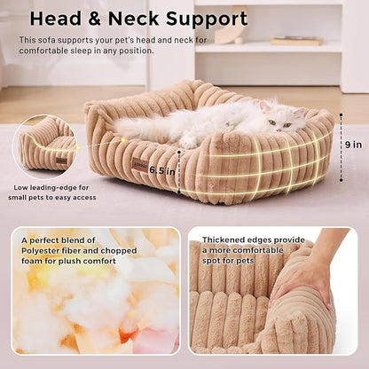 Large Cat Beds - Orthopedic Dog Bed for Medium Dogs, Rectangle Pet Bed with Fluffy Removable Washable Cover, 25x21x9inches, Cream