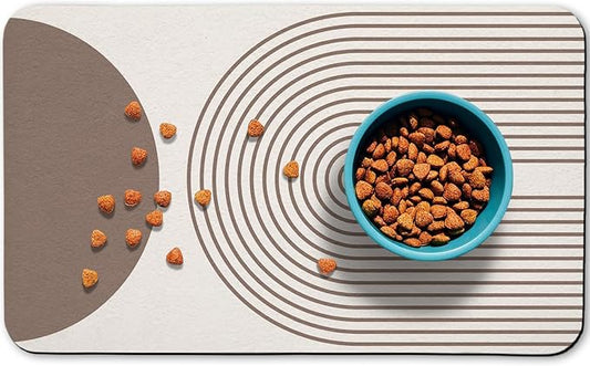 Dog Food Mats for Floors Waterproof, Cat Water Bowl Mats Pet Feeding Absorbent Mat Placemats for Food and Water Brown Bohemia 24 * 32 inch
