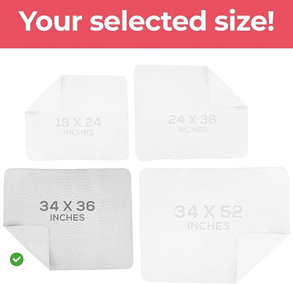 Utopia Bedding Washable Underpads 34" x 36" (Pack of 4), Waterproof Reusable Heavy Absorbency Incontinence Bed Pads for Adults, Kids, Elderly and Pets, Bedwetting Pads for Sofa and Couch (White)