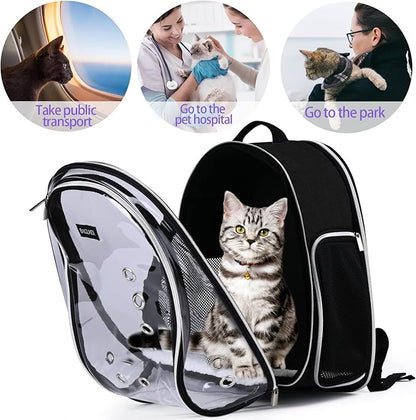 BAGLHER Cat Carrier Backpack Bubble - Fit Up to 18 Lbs - Airline-Approved Dog Backpack Carrier for Small Pets Puppies Dogs Bunny, Space Capsule Dog Carrier Backpack for Travel Outdoor Hiking, Black