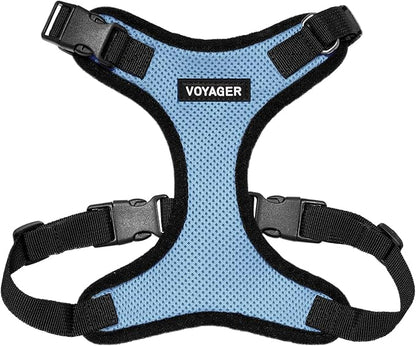 Voyager Step-in Pet Harness - All Weather Mesh, Adjustable Step in Harness for Cats and Dogs by Best Pet Supplies - Baby Blue/Black Trim, L