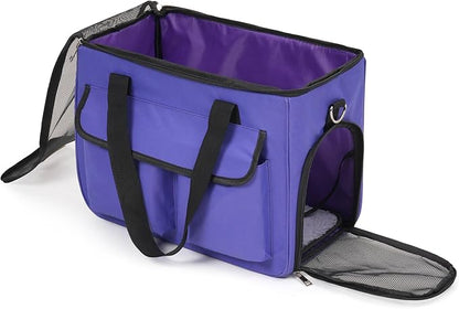 Cat & Dog Carrier for Pets Up to 15 Lbs, Airline Approved Soft-Sided Collapsible Pet Carrier for Cats & Dogs, Cat Carrier with Breathable Mesh, Padded Interior – Ideal for Car Rides, Daily Use(purple)