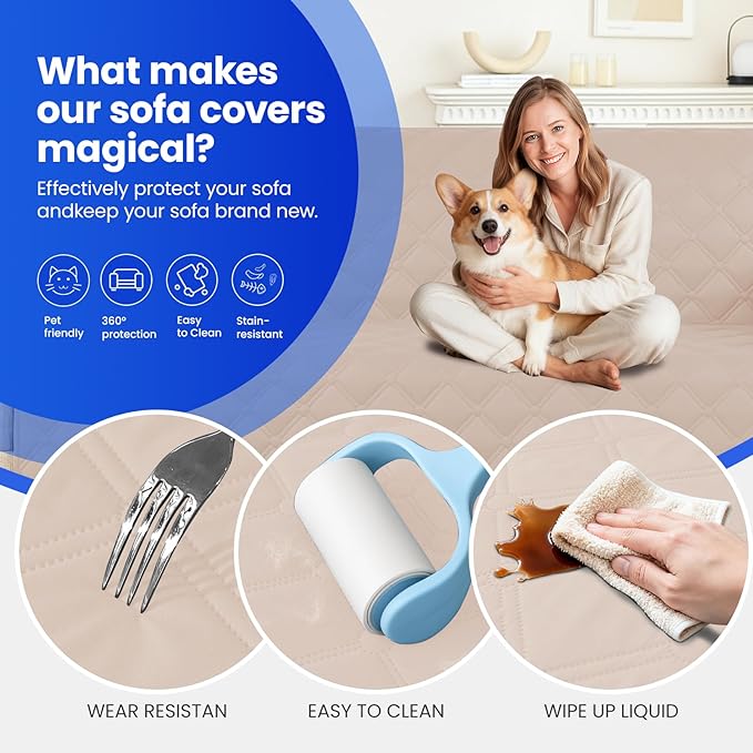 Waterproof Dog Bed Cover Pet Blanket, Soft Couch Cover for Dogs Washable, Non-Slip Dog Blanket Protect Furniture Couch Sofa Car for Puppy Large Dogs Cat (30x70 Inch, Beige)
