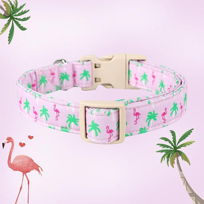 DOGWONG Cotton Dog Collar - Soft Natural Fabric Spring Summer Wedding Puppy Necklace for Small Medium Large Dogs