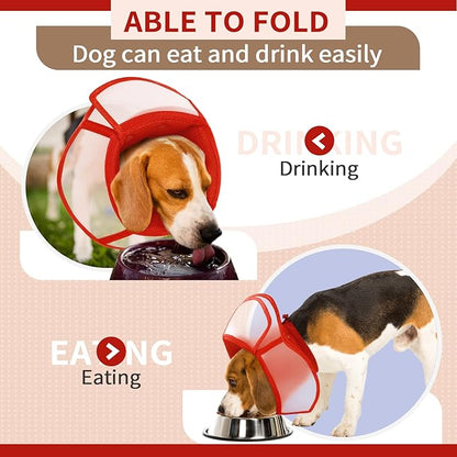 Allroaring Dog Cone, Soft Dog Cones for Small Dogs, Adjustable Doggie Cone Collar to Stop Licking, Professional Pet Recovery Cones E-Collar for Dogs Aftert Surgery Wound Healing, Red S
