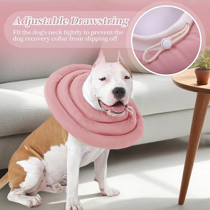 IDOMIK Dog Recovery Collar, Waterproof Soft Dog Cone After Surgery, Comfy Protective Elizabethan Collar Alternative for Dogs Cats, Adjustable Pet Neck Donut Cone Anti-Licking Biting Wounds,Pink,3XL