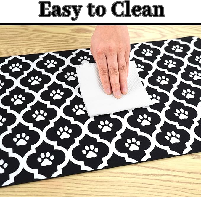 Dog Food Mat 24X32 Inch Pet Feeding Absorbent Mats for Floor Cat Water Bowl Placemats Non-Slip Washable Dog Mat for Food and Water