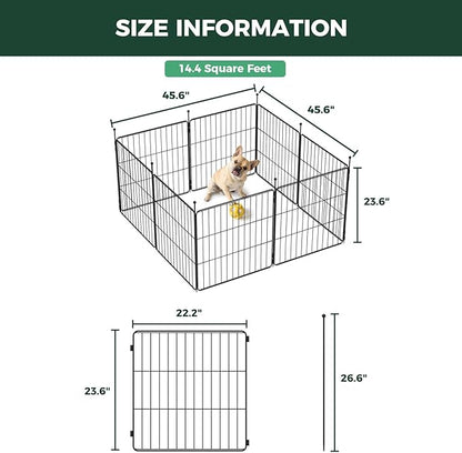FXW MiniPaws Unleashed Dog Playpen, Expandable & Portable Design for Yard, RV Camping and Indoor Use, for Puppies and Small Dogs, 24-inch 8 Panels