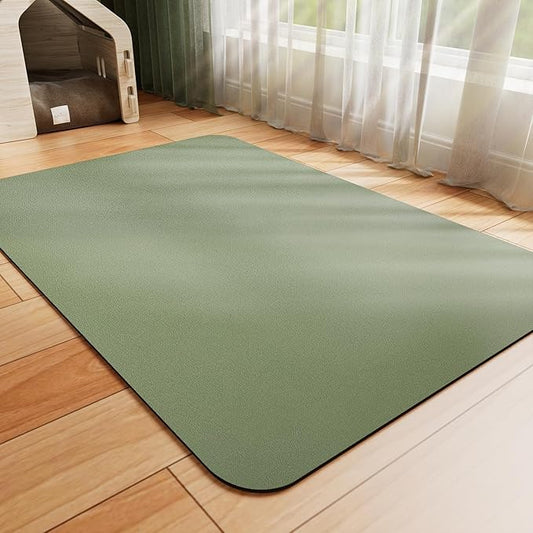 Dog Food Mat - Absorbent Cat Mat for Food and Water, No Stains Pet Feeding Bowl Mat, Easy to Clean Pet Placemats, Quick Dry Dog Water Dispenser Mat for Messy Drinkers | Green 18"x 28"