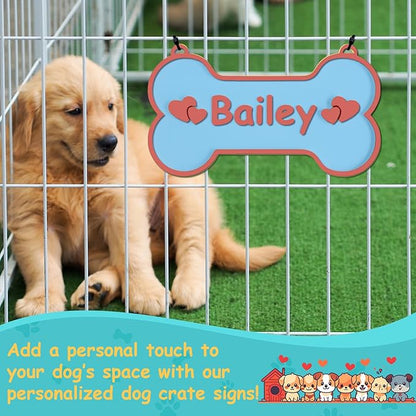 Personalized Dog Crate Sign Custom Dog Kennel Accessories Name Plate Doghouse Sign Decor