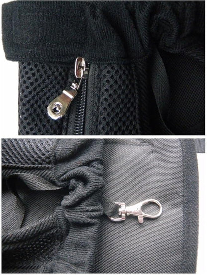 Pet Dog Puppy Cat Carrier Five Holes Backpack Double Shoulder Straps Canvas Cotton Front Chest Backpack Bag(Black, Small)