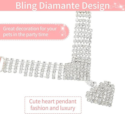 EXPAWLORER Cute Dog Necklace - Rhinestone Dog Collar, Soft Velvet Collar for Girl Boy Cats Dogs, Sparkling Pet Neck Decoration, Adjustable Pet Collar for Puppies Cats Small Medium Dogs, Pink M