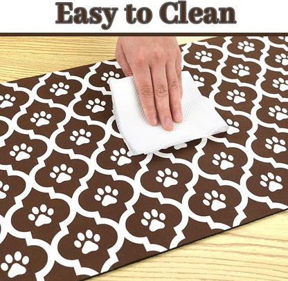 Dog Food Mat 16X24 Inch Pet Feeding Absorbent Mats for Floor Cat Water Bowl Placemats Non-Slip Washable Dog Mat for Food and Water