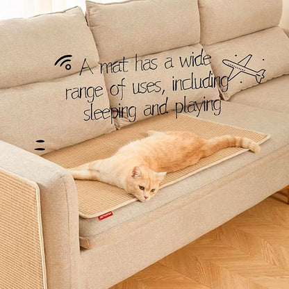 2Pack Cat Scratching Mat,23.6 X 15.7 Inch, Sisal Cat Scrater Mat with Jute Border,Protect Sofas, Carpets,Floor, Bed,and cat Paws,Beige